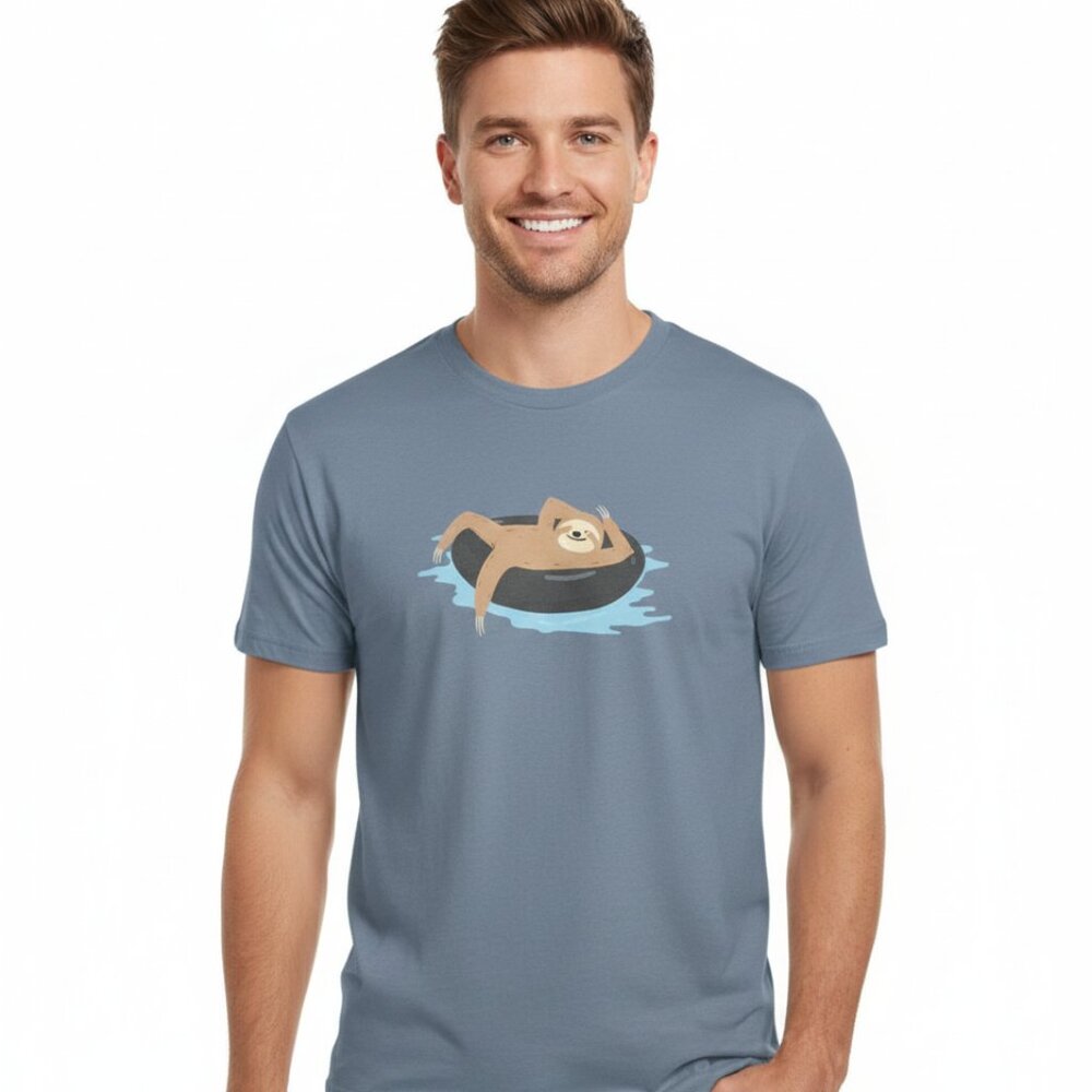Altru T Shirt Graphic Crew Neck Cotton T Shirt Mens Blue Sz M Sloth NWT